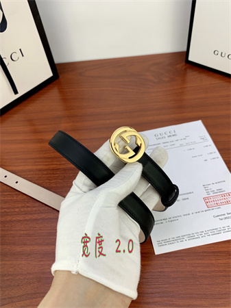 Gucci Belts In Black Calfskin 20MM Gold/Silver Hardware