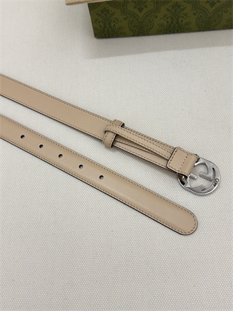 Gucci Belts In Calfskin 25MM Silver Hardware Beige