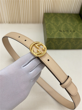 Gucci Belts In Calfskin 25MM Gold Hardware Beige