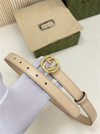 Gucci Belts In Calfskin 25MM Gold Hardware Beige