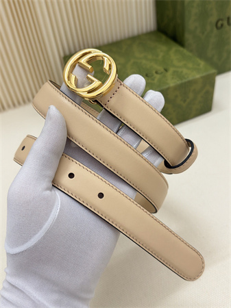 Gucci Belts In Calfskin 25MM Gold Hardware Beige