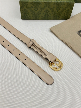 Gucci Belts In Calfskin 25MM Gold Hardware Beige