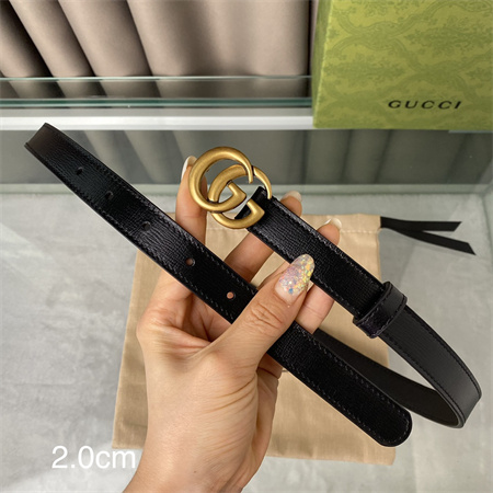 Gucci Belts In Calfskin 20MM Gold Hardware Black