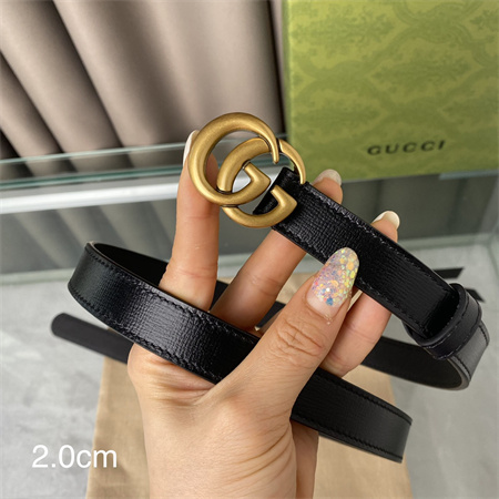 Gucci Belts In Calfskin 20MM Gold Hardware Black