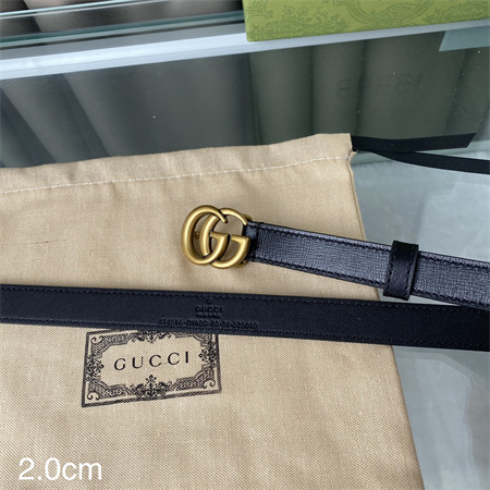 Gucci Belts In Calfskin 20MM Gold Hardware Black