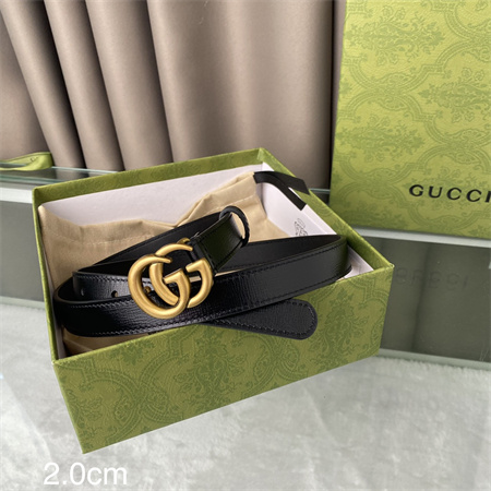 Gucci Belts In Calfskin 20MM Gold Hardware Black