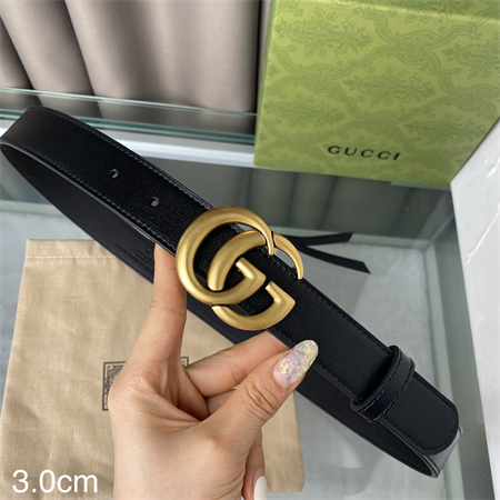 Gucci Belts In Calfskin 30MM Gold Hardware Black