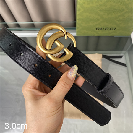Gucci Belts In Calfskin 30MM Gold Hardware Black