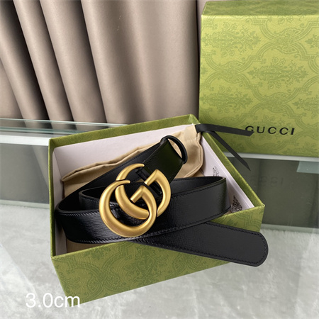 Gucci Belts In Calfskin 30MM Gold Hardware Black
