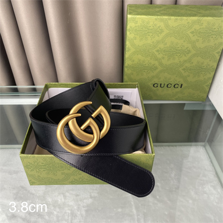 Gucci Belts In Calfskin 38MM Gold Hardware Black