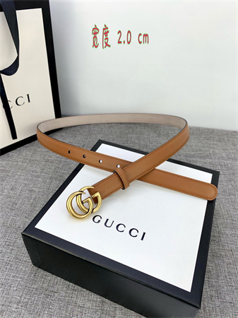 Gucci Belts In Brown Calfskin 20MM Gold Hardware