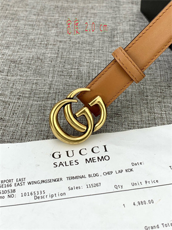 Gucci Belts In Brown Calfskin 20MM Gold Hardware