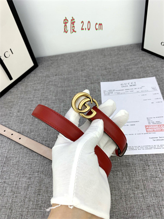 Gucci Belts In Red Calfskin 20MM Gold Hardware