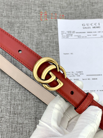 Gucci Belts In Red Calfskin 20MM Gold Hardware