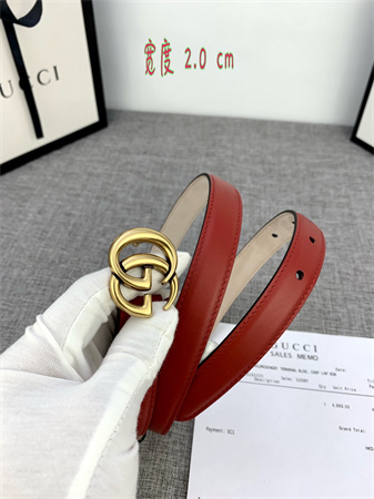 Gucci Belts In Red Calfskin 20MM Gold Hardware