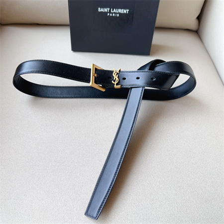 YSL Belts In Leather 30MM Gold Hardware Black