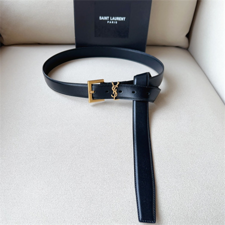 YSL Belts In Leather 30MM Gold Hardware Black