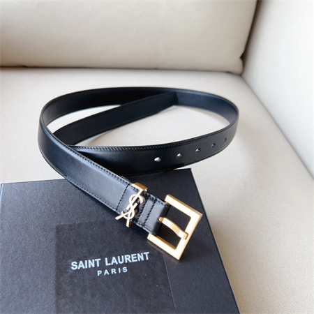 YSL Belts In Leather 30MM Gold Hardware Black