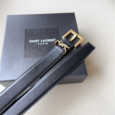 YSL Belts In Leather 30MM Gold Hardware Black