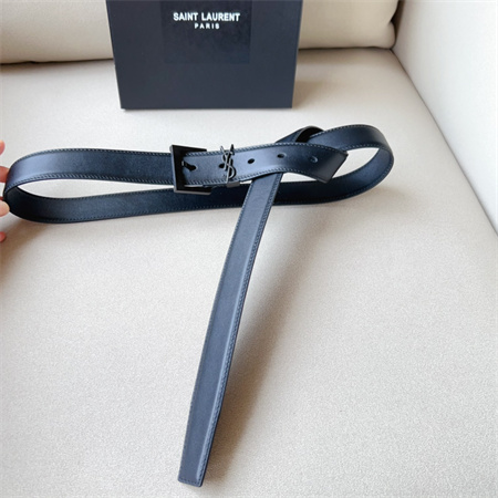 YSL Belts In Leather 30MM Black Hardware Black