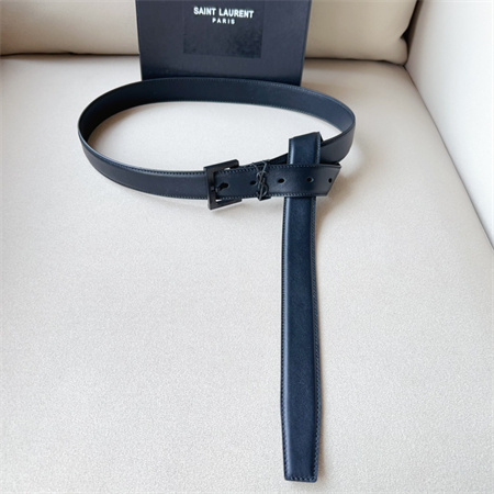 YSL Belts In Leather 30MM Black Hardware Black