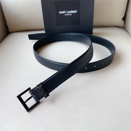 YSL Belts In Leather 30MM Black Hardware Black