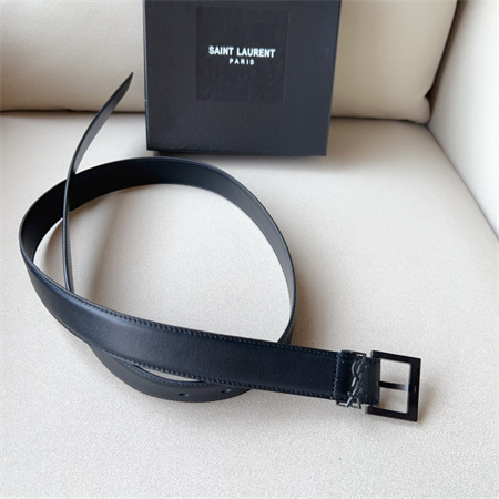 YSL Belts In Leather 30MM Black Hardware Black