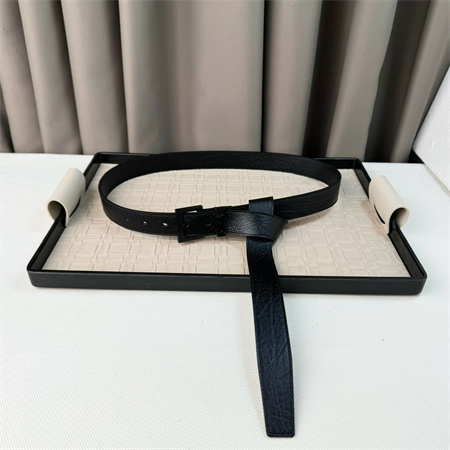 YSL Belts In Grained Leather 30MM Black Hardware Black