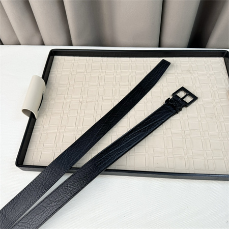 YSL Belts In Grained Leather 30MM Black Hardware Black