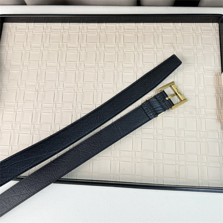 YSL Belts In Grained Leather 30MM Gold Hardware Black