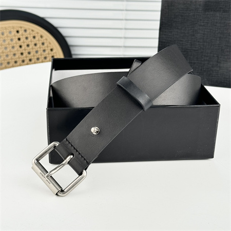 YSL Belts In Leather 35MM Silver Hardware Black