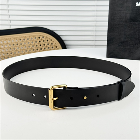 YSL Belts In Leather 35MM Gold Hardware Black