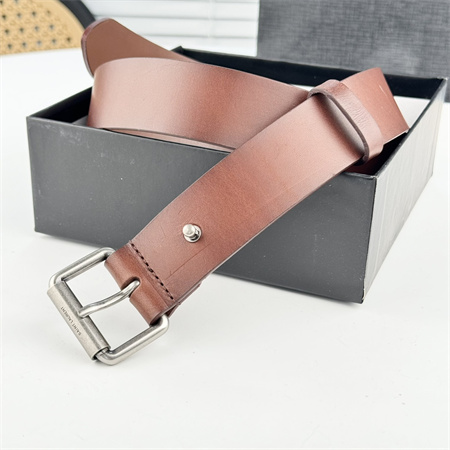 YSL Belts In Leather 35MM Silver Hardware Brown
