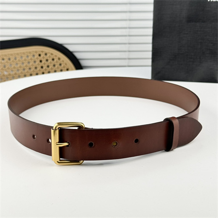 YSL Belts In Leather 35MM Gold Hardware Brown