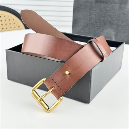 YSL Belts In Leather 35MM Gold Hardware Brown