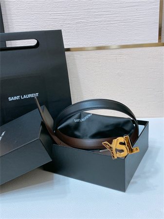 YSL Belts In Leather 24MM Shinny Gold Hardware Black