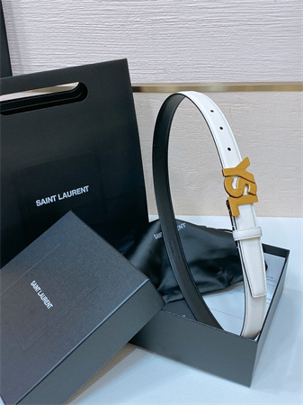 YSL Belts In Leather 24MM Aged Gold Hardware White