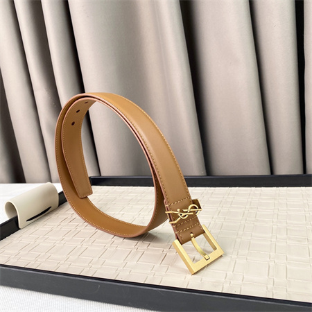YSL Belts In Leather 30MM Gold Hardware Brown