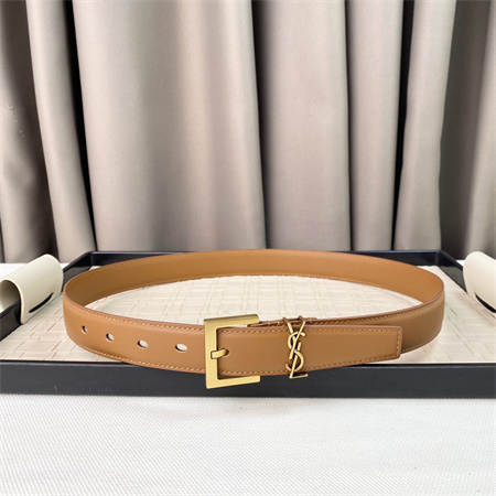 YSL Belts In Leather 30MM Gold Hardware Brown