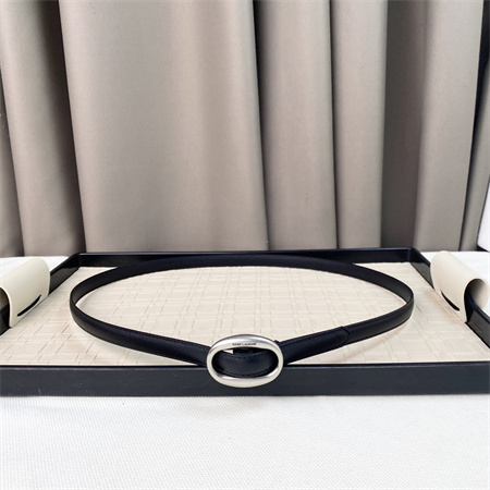 YSL Belts In Leather 15MM Silver Hardware Black