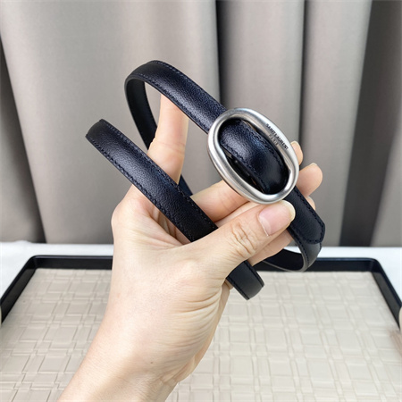 YSL Belts In Leather 15MM Silver Hardware Black