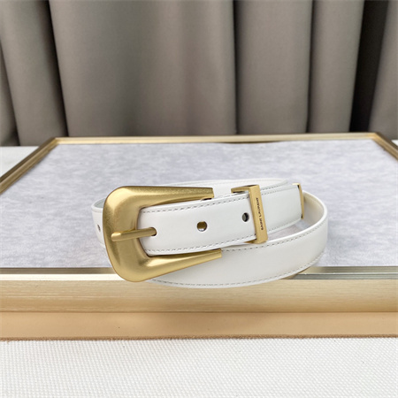 YSL Belts In Leather 25MM Gold Hardware White