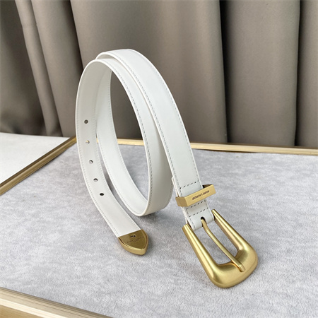 YSL Belts In Leather 25MM Gold Hardware White