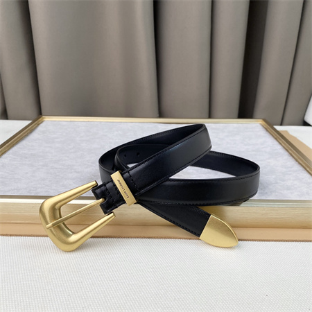 YSL Belts In Leather 25MM Gold Hardware Black
