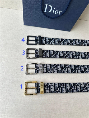 Dior Belts In Blue Jacquard Canvas & Calfskin 35MM Hardware Color Options