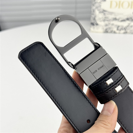 Dior Belts In Black Calfskin 35MM Pewter Color Hardware