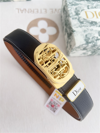 Dior Belts In Calfskin Black/Brown 35MM Gold Hardware