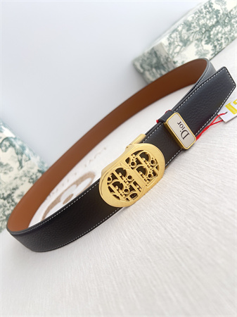 Dior Belts In Calfskin Black/Brown 35MM Gold Hardware