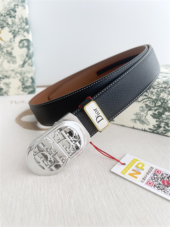 Dior Belts In Calfskin Black/Brown 35MM Silver Hardware