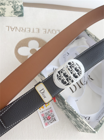 Dior Belts In Calfskin Black/Brown 35MM Silver Hardware